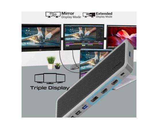 PROMATE Daudzfunkcionāla ApexHub-MST 13in1 USB-C Klēpjdatora dokstacija HDMI / DisplayPort / LAN / PD 100W / SD/TF / USB3.0