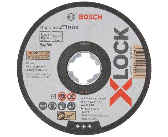 Bosch X-LOCK separation 125x1,0 h f INOX - 2608619262 straight