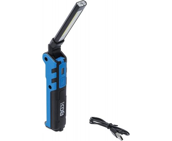 Bgs Technic BGS 85334 akumulatora lukturis COB LED 5 W ar āķi pakarināšanai un magnētu uz lampas pamatnes darba gaismas