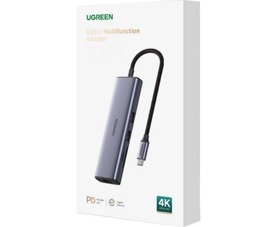 Adapter Hub UGREEN, USB-C to 2x USB 3.0, HDMI, RJ45, SD/TF