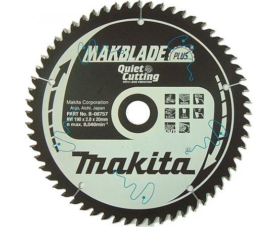 Griešanas disks kokam Makita MAKBLADE PLUS; 200x2,6x30,0 mm; Z60; 15°