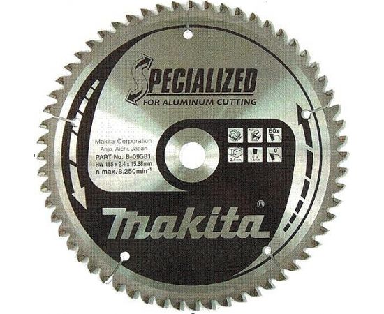 Griešanas disks alumīnijam Makita SPECIALIZED; 185x2,4x15,8 mm; Z60; 0°