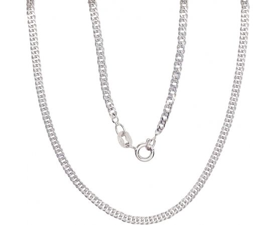 Серебряная цепочка Ромб 2 мм, алмазная обработка граней #2400079(PRh-Gr), Серебро 925°, родий (покрытие), длина: 55 см, 4.2 гр.
