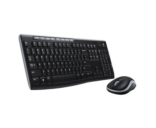 Logitech MK270 Wireless Keyboard+Mouse, Black, Silver, Mouse included, English, Numeric keypad, USB