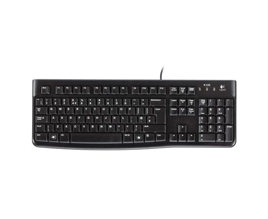 Logitech K120 Multimedia, Keyboard layout EN/RU, USB Port, 1.5 m, Black, Russian, Numeric keypad, 550 g