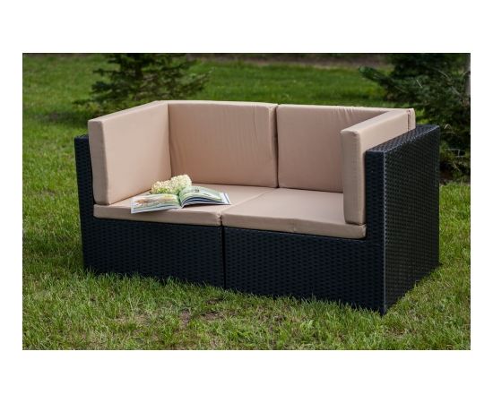 Bello Giardino Divvietīgs dīvāns ar melnu polirotangpalmu Dārza mēbeļu komplekti