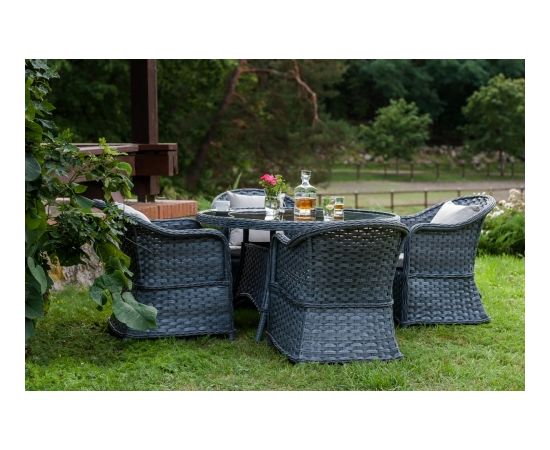 Bello Giardino Dārzu mēbeļu komplekts MODERNO pelēka krāsa ar apaļu galdu Dārza mēbeļu komplekti