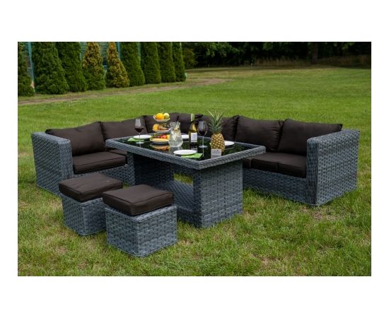 Bello Giardino MAESTOSO pelēks polirotangpalmas dārza mēbeļu komplekts