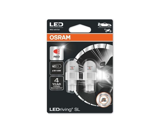 W16W AUTOLAMPA SARKANA 3W 12V 921DRP LED 2x KOMPLEKTS Autospuldzes