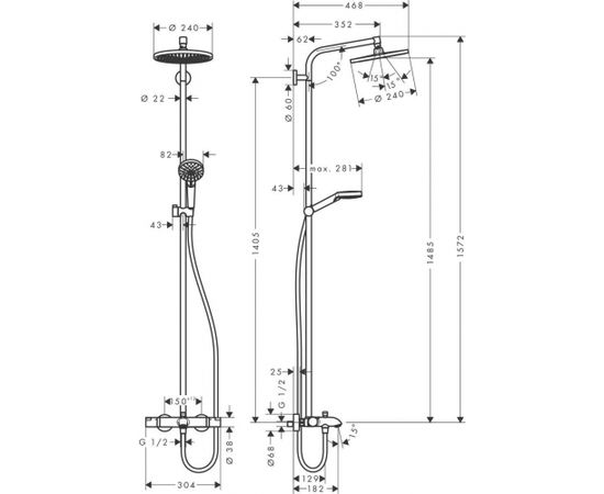 Hansgrohe dušas sistēma Crometta S240 1jet Shower