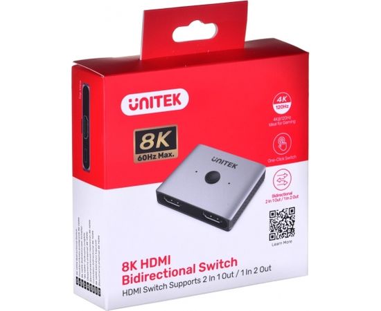 UNITEK SWITCH HDMI BIDIRECTIONAL 2.1 8K 2IN1OUT