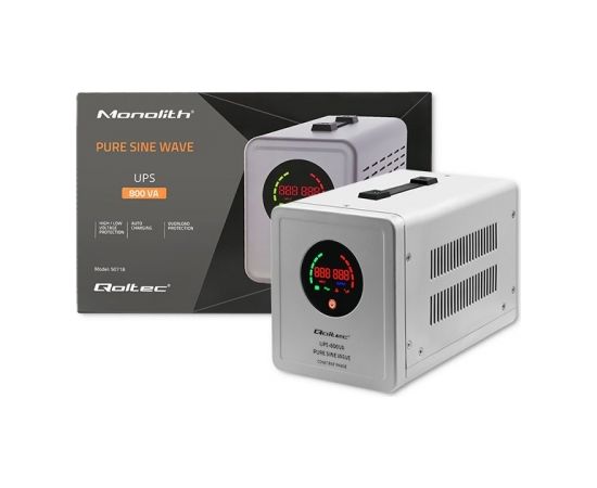 Qoltec 50718 Uninterruptible power supply Pure Sine Wave UPS | 800VA | 560W | constant phase | Grey