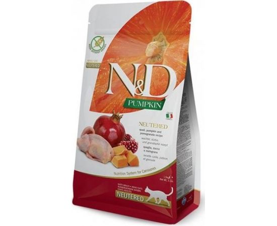 Farmina FARMINA N&D CAT PUMPKIN NEUTERED QUAIL & POMEGRANATE - sucha karma dla kota z przepiórką, dynią i granatem - 1,5kg