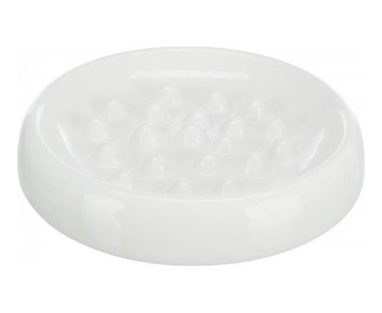Trixie Slow feed, miska, dla kota, biała, ceramiczna, 0,25l/ 18 cm, zapobiega łaczywemu połykaniu pokarmu