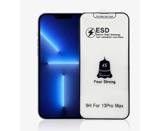 Fusion ESD Anti-Static Dust Proof aizsargstikls pilnam ekrānam telefonam Apple iPhone 13 | 13 Pro melns