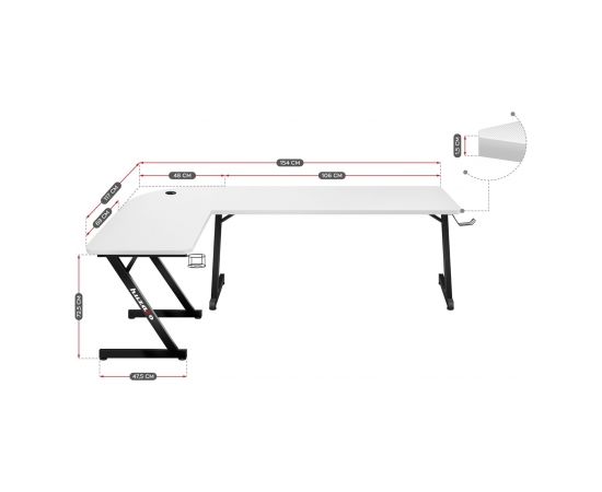 GAMING DESK HUZARO HERO 7.0 WHITE