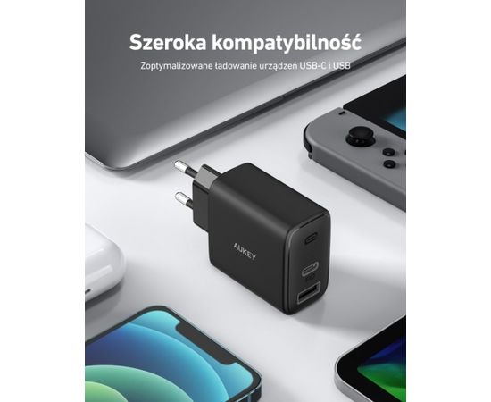 Aukey AUEKY Swift Series PA-F3S Wall charger 1x USB 1x USB-C Power Delivery 3.0 32W Black