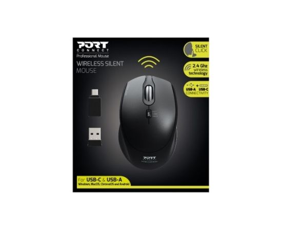 Port Designs 900713 mouse Ambidextrous RF Wireless + USB Type-C 1600 DPI
