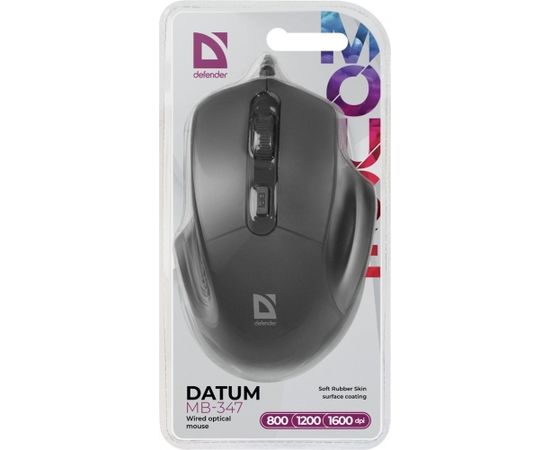 Defender DATUM MB-347 Optical Mouse Black 1600dpi 4P