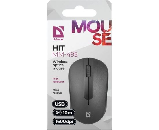 MOUSE DEFENDER HIT MM-495 RF OPTIC BLACK 1600dpi 3P