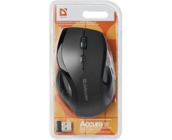 MOUSE DEFENDER ACCURA MM-295 RF BLACK OPTICAL 1600DPI 6P