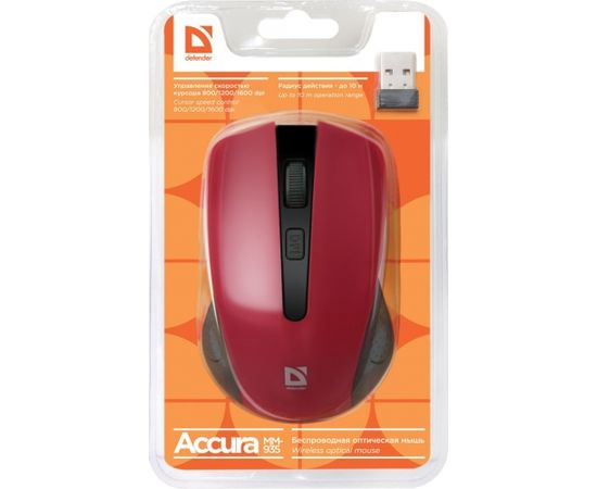 Defender MM-935 mouse Ambidextrous RF Wireless Optical 1600 DPI