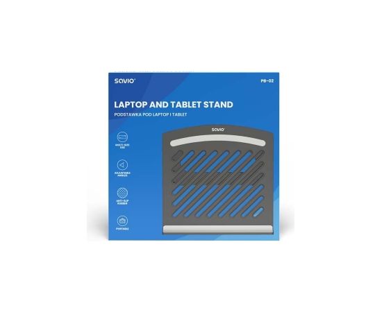 Portable stand for laptop and tablet, gray SAVIO PB-02