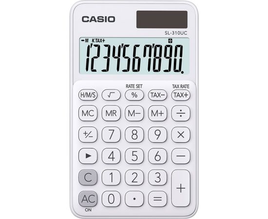 CASIO CALCULATOR, POCKET SL-310UC-WE WHITE, 10 DIGIT DISPLAY