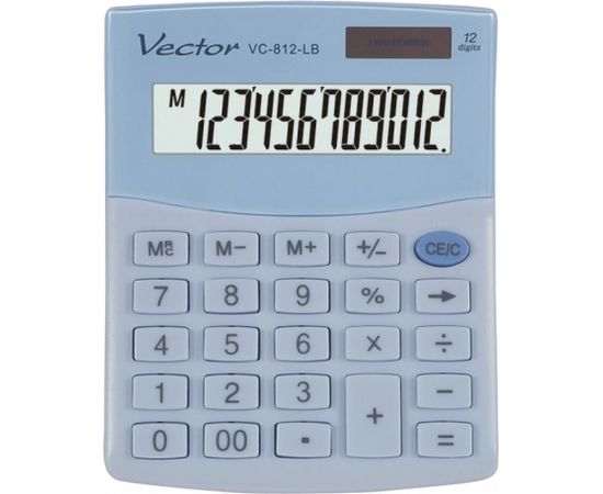 VECTOR OFFICE CALCULATOR, KAV VC-812 LB, LIGHT BLUE