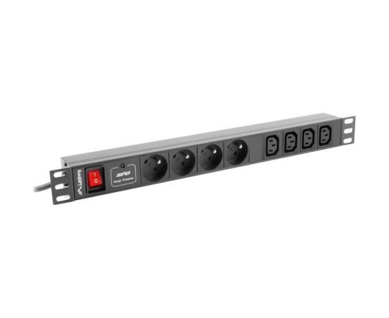 Lanberg Power strip Rack PDU (1u,10a,8x 230v,2m) pdu-04e04i-0200-iec-bk