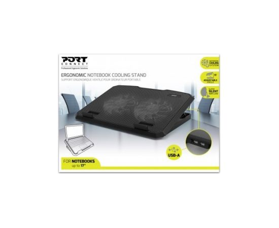 Port Designs 901099 notebook cooling pad 43.2 cm (17") 800 RPM Black