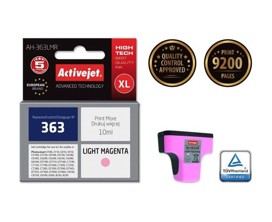 Activejet Ink Cartridge AH-363LMR for HP Printer, Compatible with HP 363 C8775EE;  Premium;  10 ml;  bright magenta.