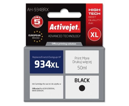 Activejet AH-934BRX ink (replacement for HP 934XL C2P23AE; Premium; 50 ml; black)