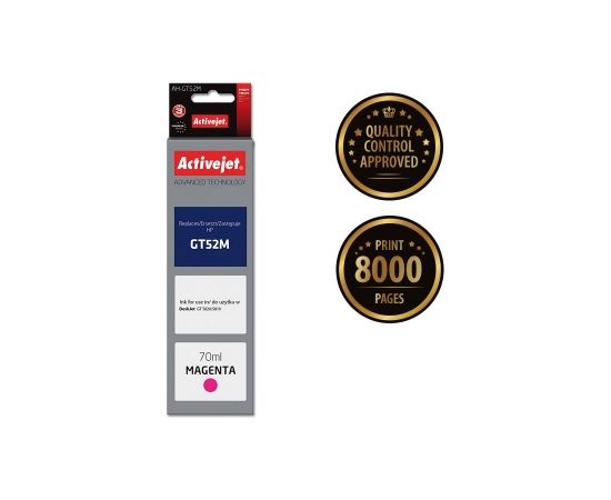 Activejet AH-GT52M ink (replacement for HP GT-52M M0H55AE; Supreme; 70 ml; magenta)