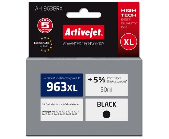 Activejet AH-963BRX ink for HP printers, Replacement HP 963XL 3JA30AE; Premium; 2100 pages; black