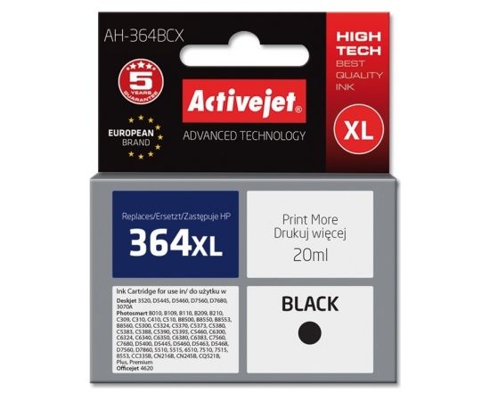 Activejet AH-364BCX HP Printer Ink, Compatible with HP 364XL CN684EE;  Premium;  20 ml;  black.