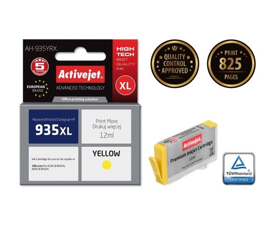 Activejet AH-935YRX ink (replacement for HP 935XL C2P26AE; Premium; 12 ml; yellow)