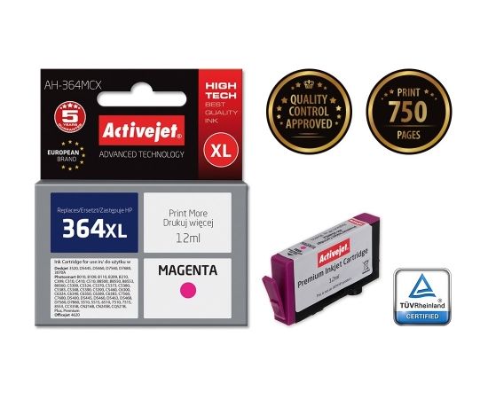 Activejet AH-364MCX ink (replacement for HP 364XL CB324EE; Premium; 12 ml; magenta)