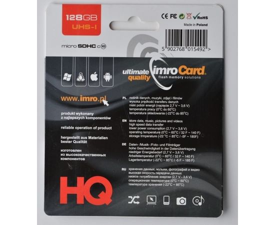 IMRO 10/128G UHS-I ADP memory card 128 GB MicroSDHC Class 10