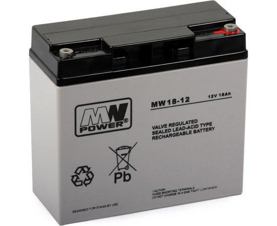 MPL MW POWER MWS 18-12 UPS battery Lead-acid accumulator VRLA AGM Maintenance-free 12 V 18 Ah Black, Grey