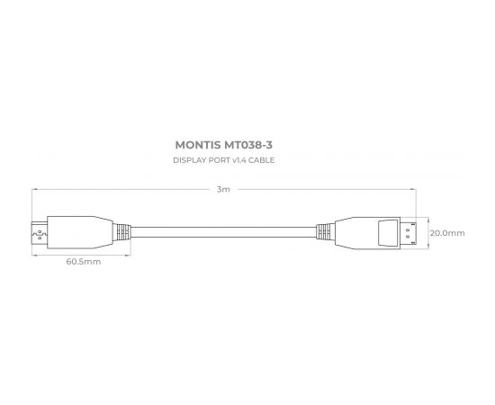 Montis DisplayPort v1.4 MT038-3 3 m Black, Silver