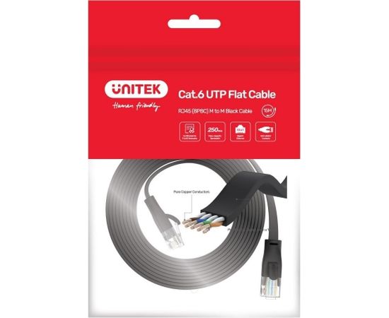 UNITEK Cat 6 UTP RJ45 (8P8C) Flat Ethernet Cable