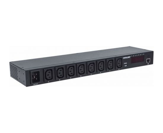 Intellinet 19" Intelligent 8-Port PDU, 19" Rackmountable C13 Intelligent Power Distribution Unit; Monitors Power, Temperature and Humidity (Euro 2-pin plug)