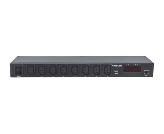 Intellinet 19" Intelligent 8-Port PDU, 19" Rackmountable C13 Intelligent Power Distribution Unit; Monitors Power, Temperature and Humidity (Euro 2-pin plug)