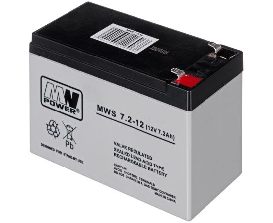 MPL MW POWER MWS 7.2-12 UPS battery Lead-acid accumulator VRLA AGM Maintenance-free 12 V 7,2 Ah Black, Grey