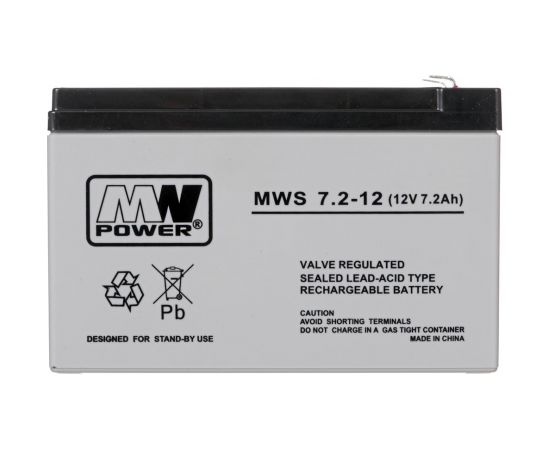 MPL MW POWER MWS 7.2-12 UPS battery Lead-acid accumulator VRLA AGM Maintenance-free 12 V 7,2 Ah Black, Grey