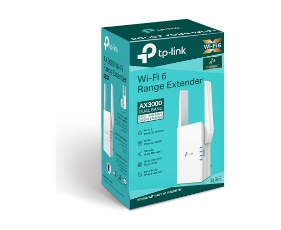 TP-Link RE705X mesh wi-fi system Dual-band (2.4 GHz / 5 GHz) Wi-Fi 6 (802.11ax) White 1 External