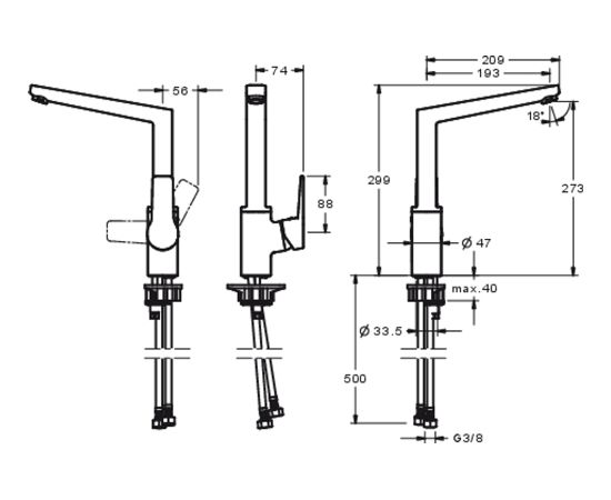 Oras Twista virtuves maisītājs, matēts melns Virtuves jaucējkrāni