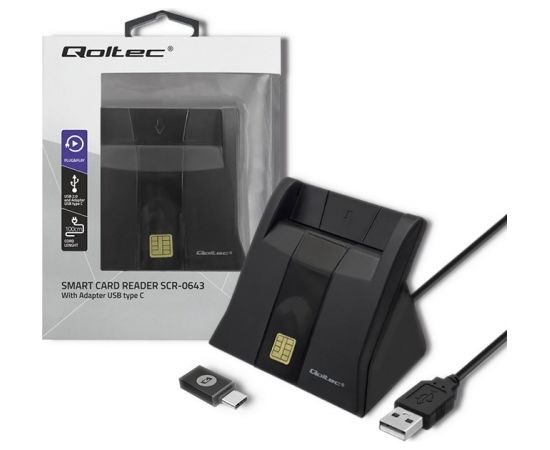 Qoltec 50643 Smart chip ID card scanner|USB 2.0 | Plug&Play