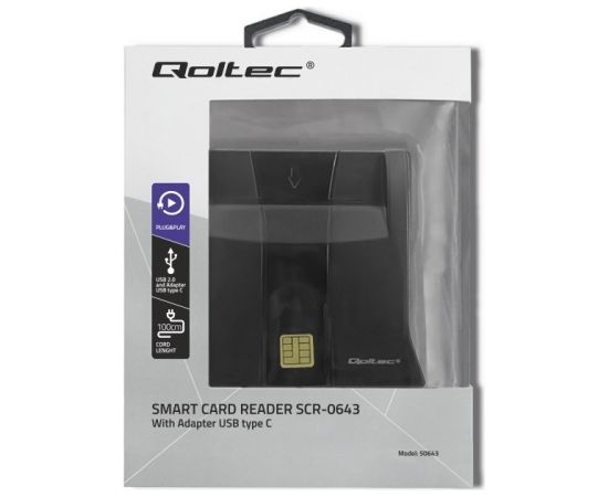 Qoltec 50643 Smart chip ID card scanner|USB 2.0 | Plug&Play